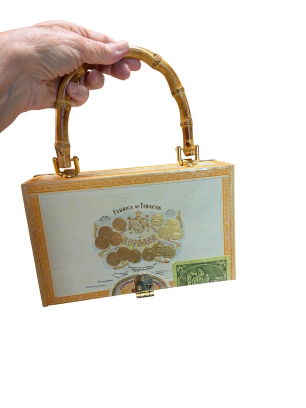 Cigar Box Purse with Bamboo Handle H. Upmann Demi-Tasse - Picture 2 of 9
